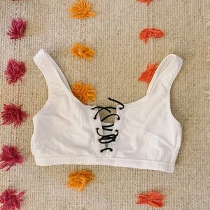 White lace front bikini top